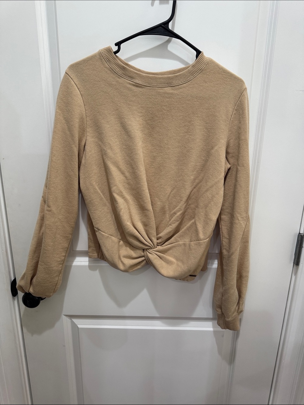 Hollister Twist-Knot Crewneck Sweatshirt in Beige